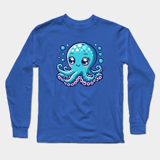 Cute Blue Octopus Long Sleeve T-Shirt